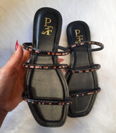 Rasteira com Tiras de Strass